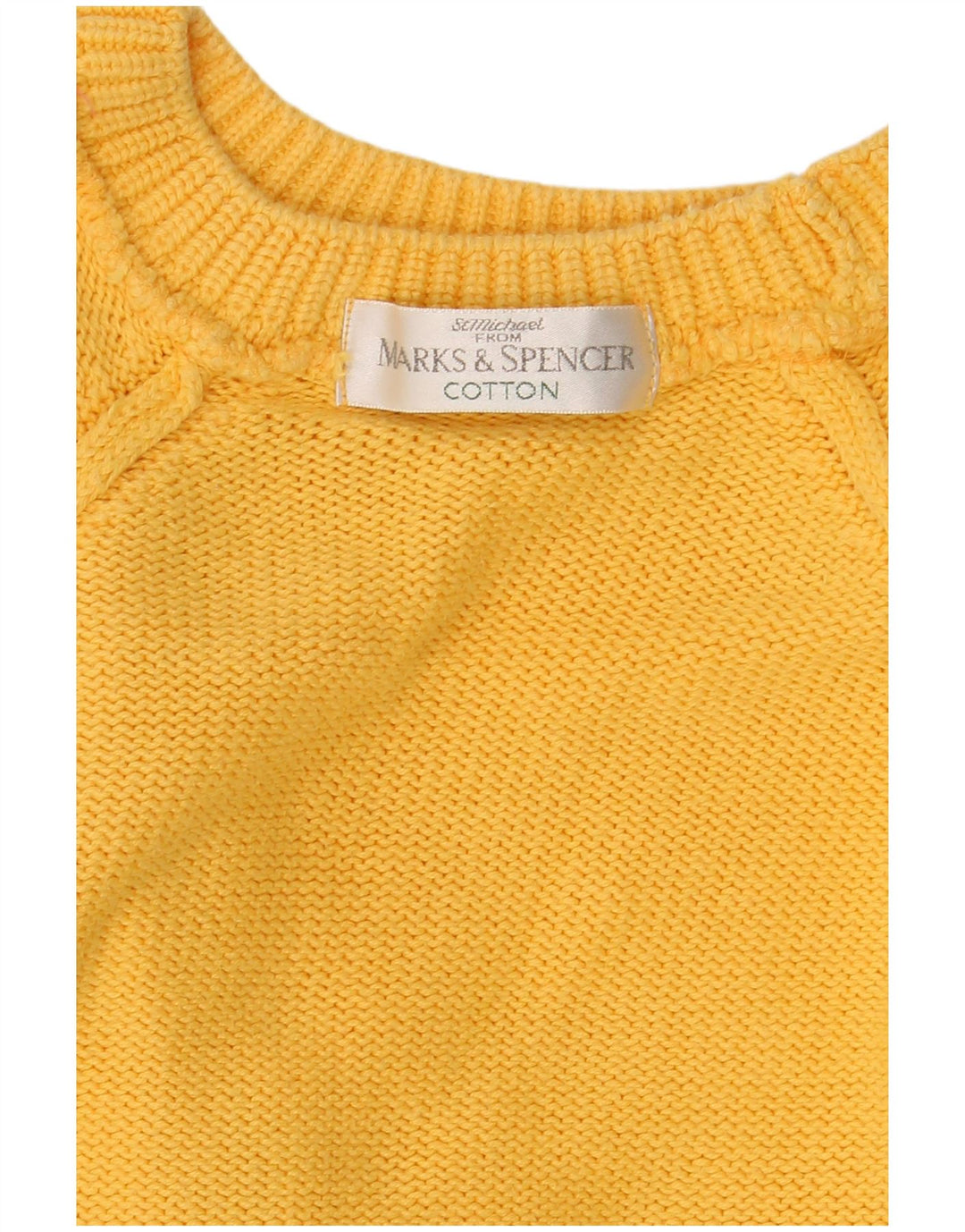 Marks & Spencer Womens Crew Neck Jumper Sweater UK 14 Medium Yellow
