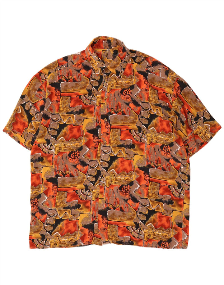 Vintage Mens Abstract Pattern Short Sleeve Shirt Large Multicoloured