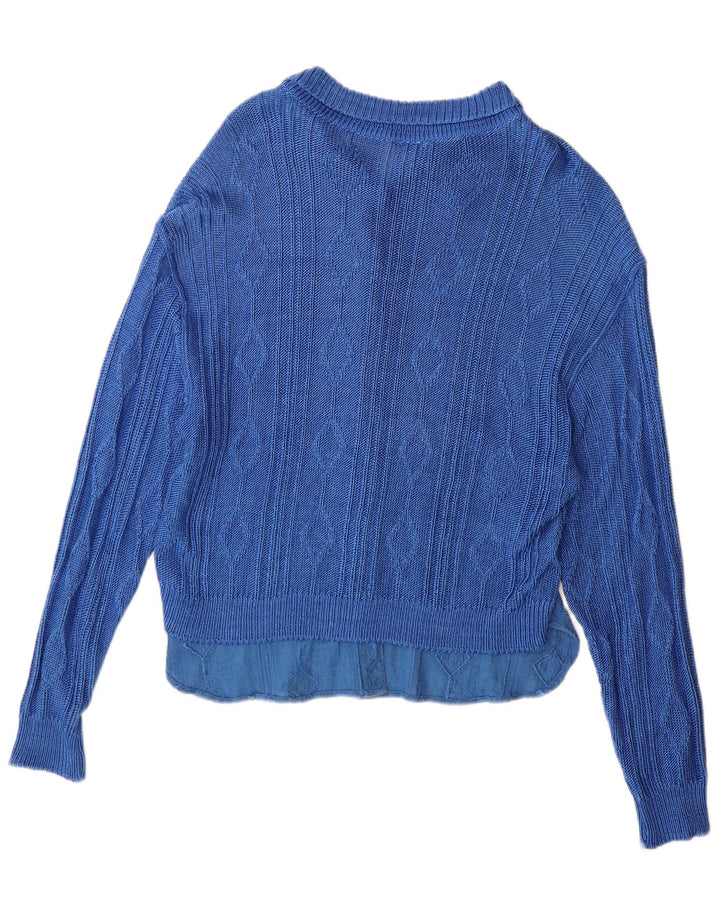 Vintage Womens Cardigan Sweater IT 44 Medium Blue Geometric Viscose