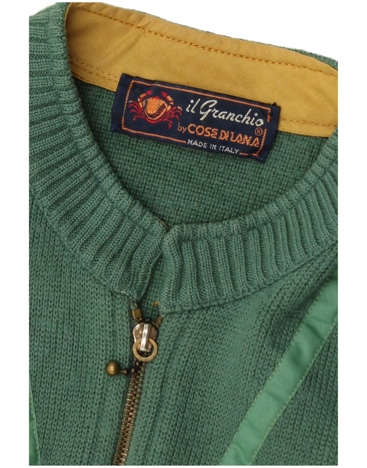 Il Granchio Mens Full Zip Cardigan Sweater Medium Green