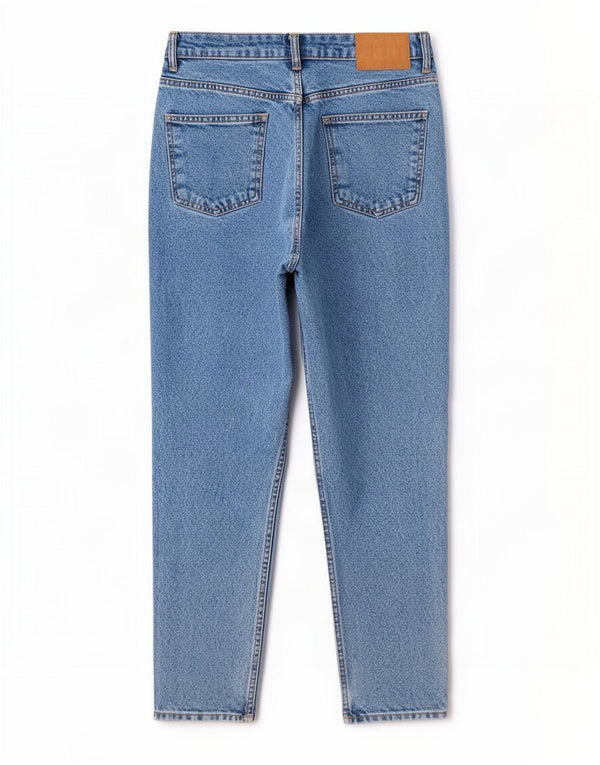 Zara Womens High Waist Tapered Jeans EU 40 Medium W30 L27 Blue Cotton