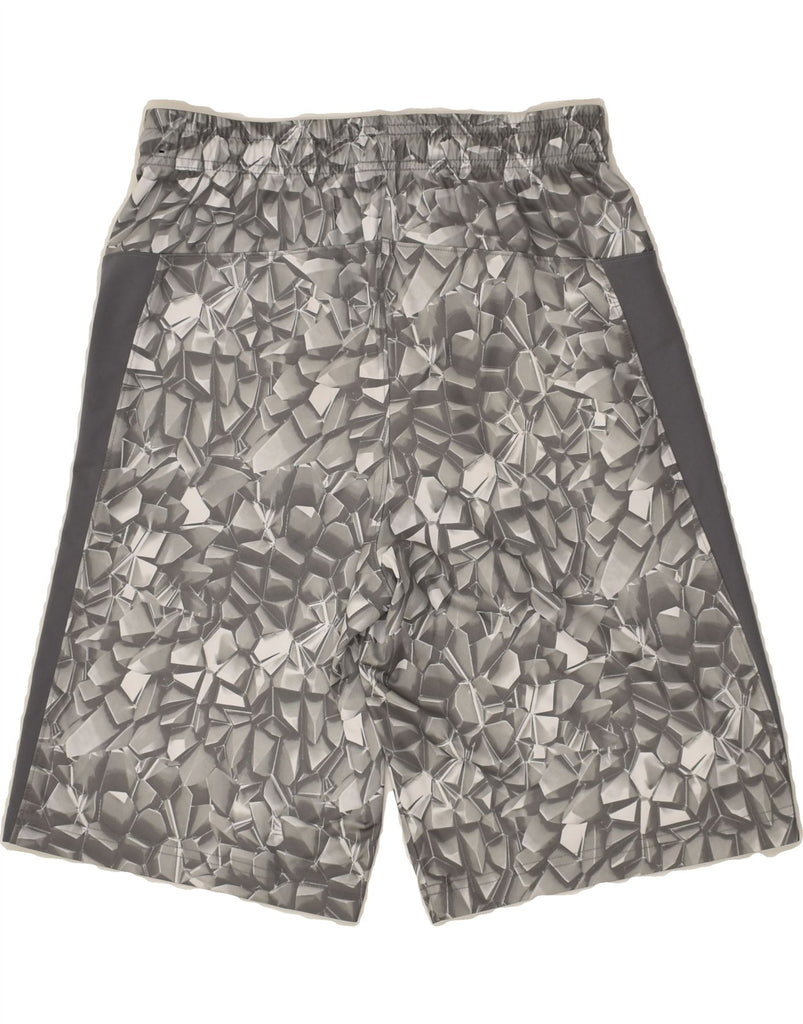 REEBOK Boys Abstract Pattern Sport Shorts 15-16 Years XL Grey Geometric | Vintage Reebok | Thrift | Second-Hand Reebok | Used Clothing | Messina Hembry 