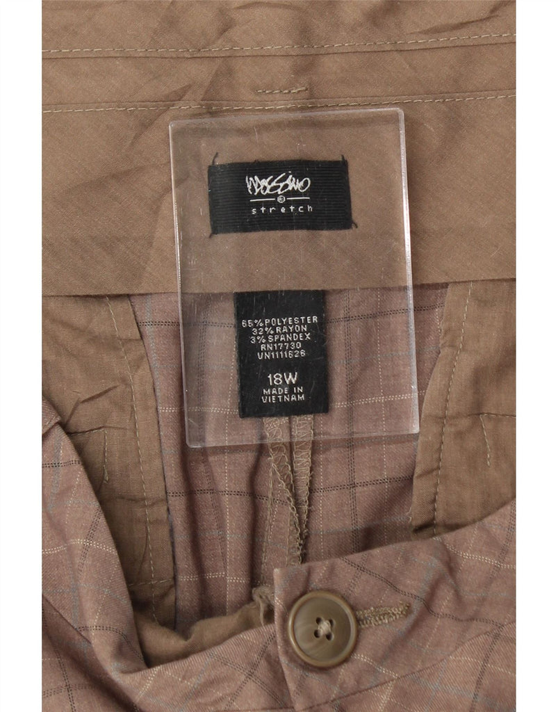 MOSSIMO Womens Stretch Capri Trousers US 18 2XL W40 L23 Brown Check Vintage Mossimo and Second-Hand Mossimo from Messina Hembry 