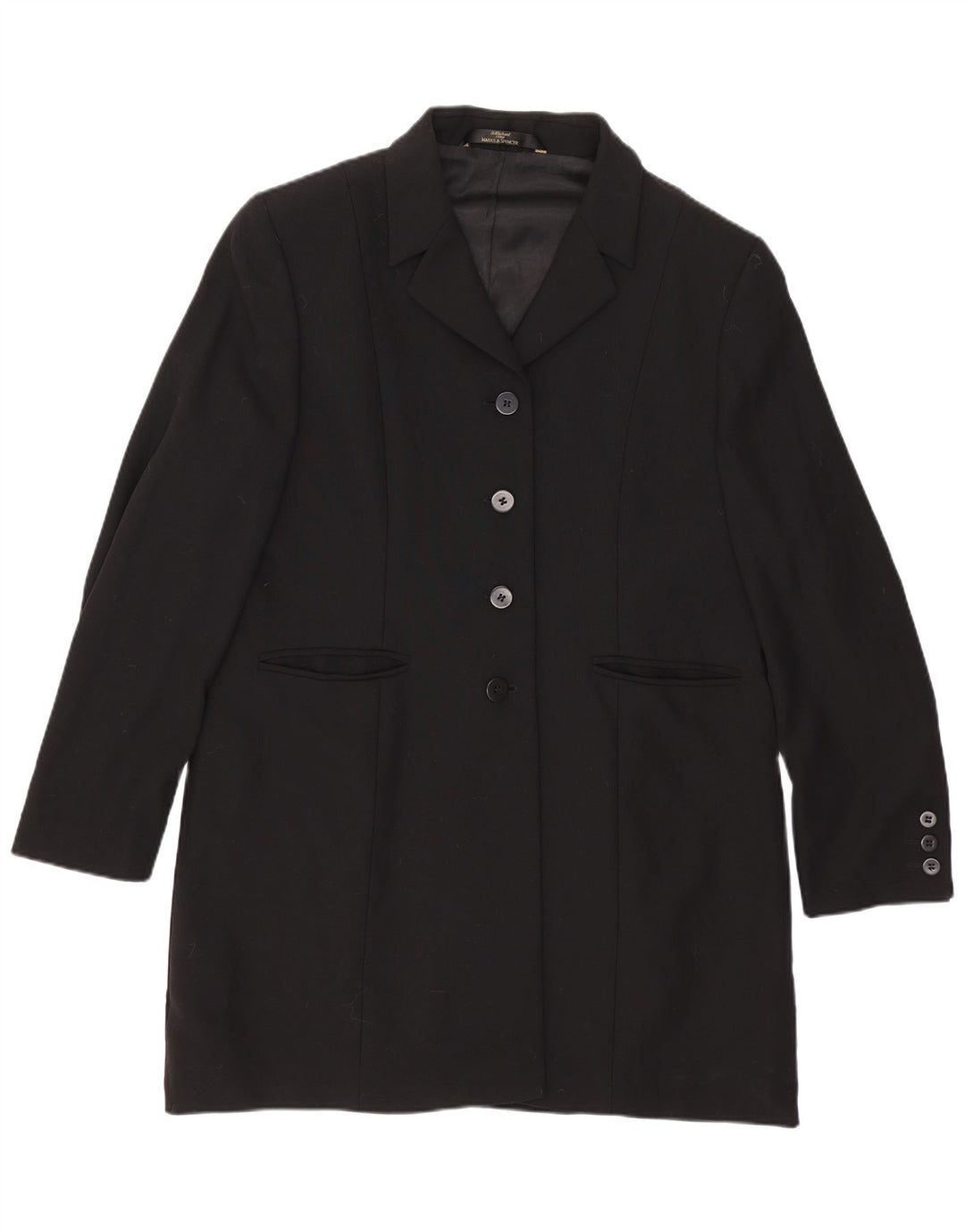 Marks & Spencer Womens Overcoat UK 16 Large Black New Wool