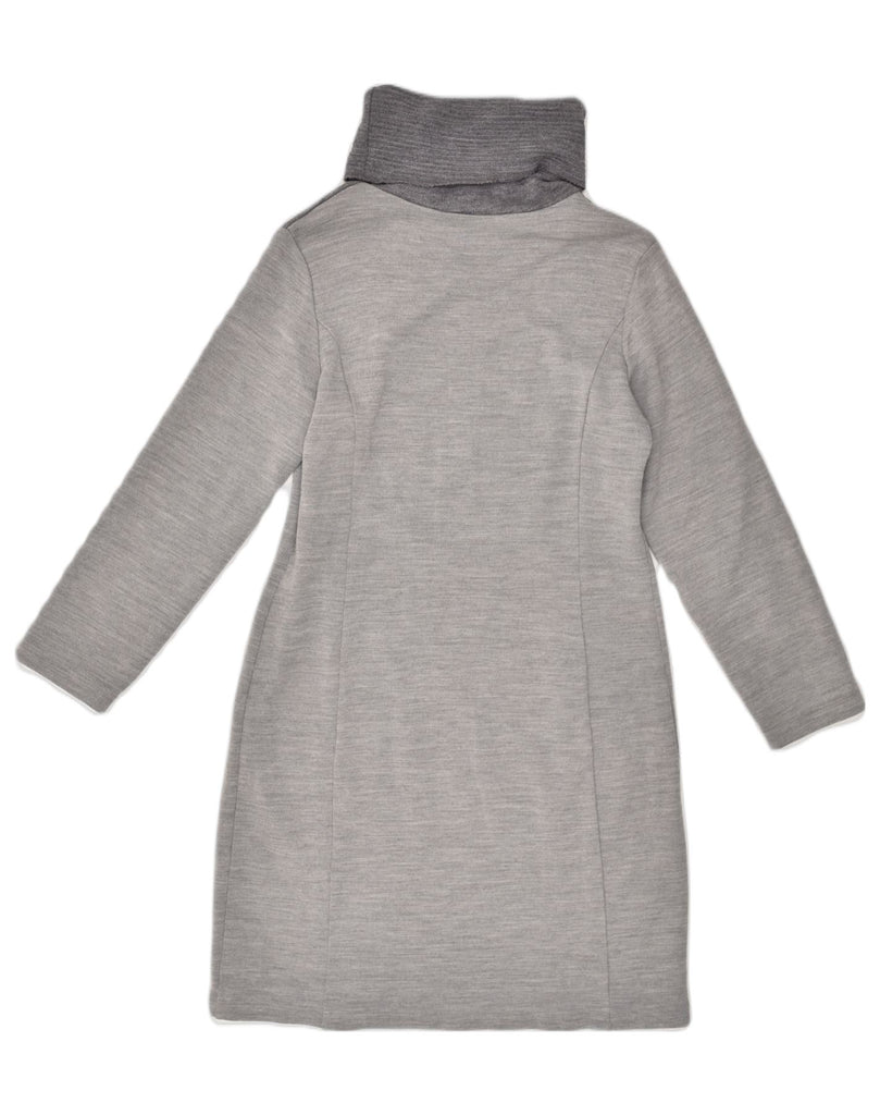 LUISA SPAGNOLI Womens Roll Neck Jumper Dress IT 48 XL Grey Colourblock | Vintage Luisa Spagnoli | Thrift | Second-Hand Luisa Spagnoli | Used Clothing | Messina Hembry 