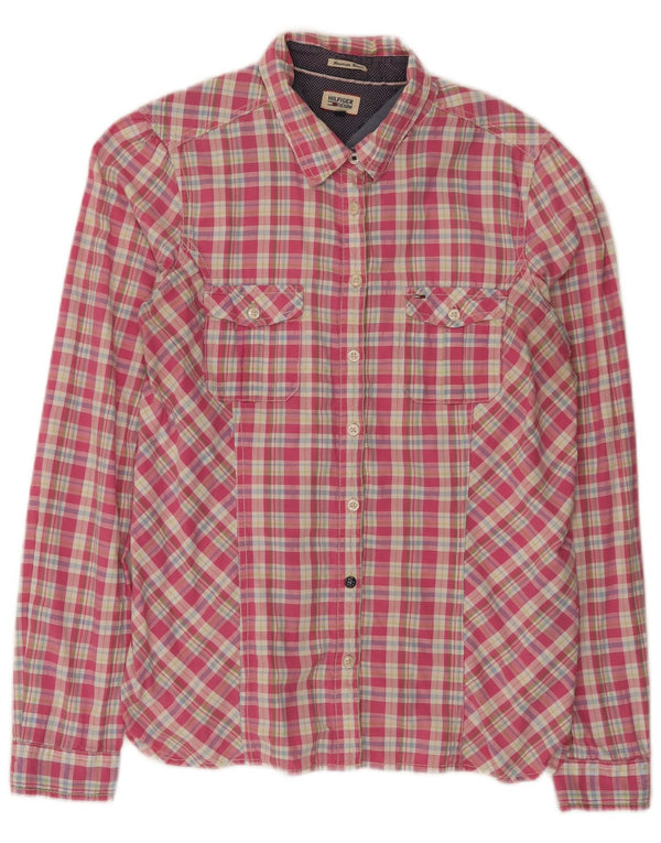 Tommy Hilfiger Womens Shirt UK 18 XL Pink Check Cotton