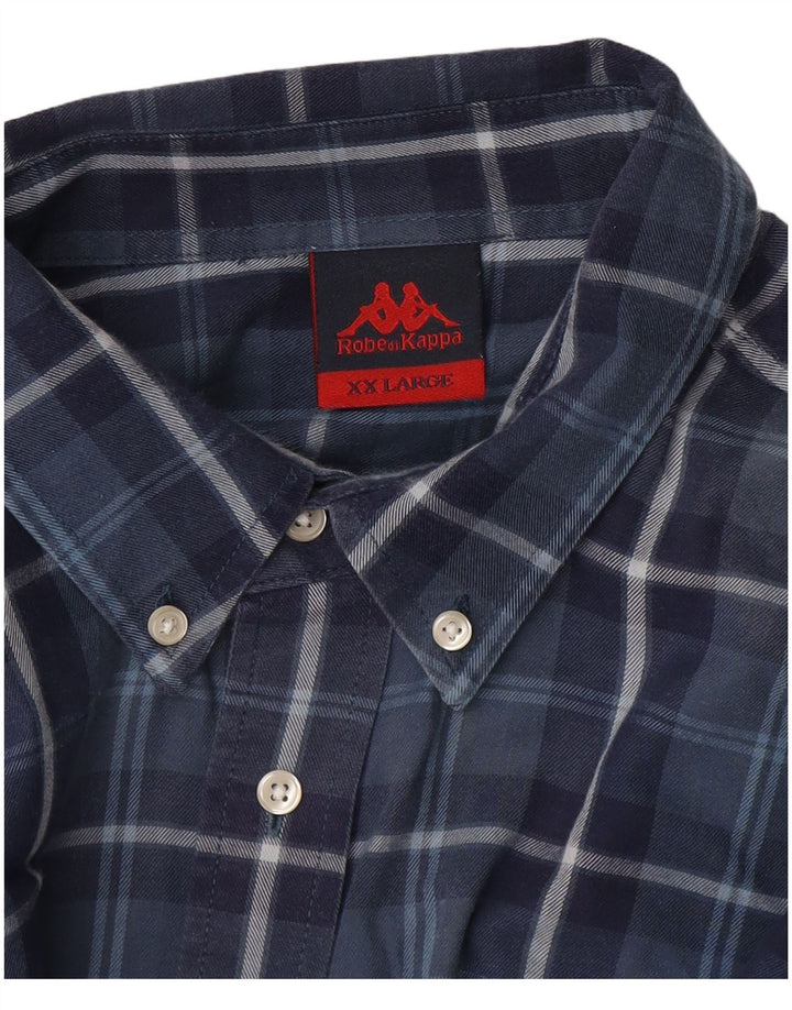 Kappa Mens Flannel Shirt 2XL Navy Blue Check