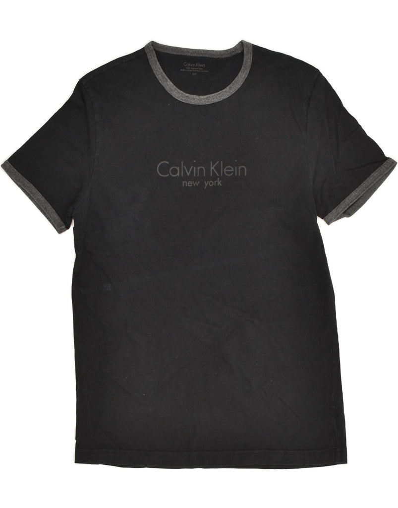 CALVIN KLEIN Mens Graphic T-Shirt Top Small Black Cotton | Vintage Calvin Klein | Thrift | Second-Hand Calvin Klein | Used Clothing | Messina Hembry 