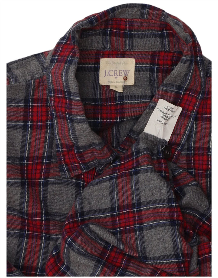 J. Crew Womens Flannel Shirt UK 10 Small Grey Check Cotton