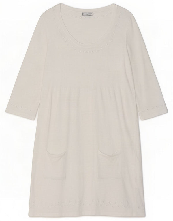 The White Company Womens 3/4 Sleeve Sheath Dress UK 12 Medium Linen