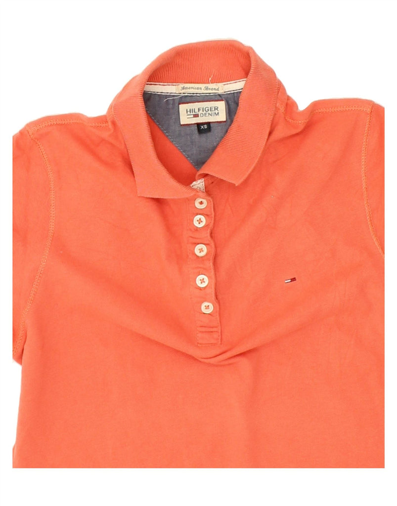 TOMMY HILFIGER Womens Polo Shirt UK 6 XS Orange Cotton | Vintage Tommy Hilfiger | Thrift | Second-Hand Tommy Hilfiger | Used Clothing | Messina Hembry 