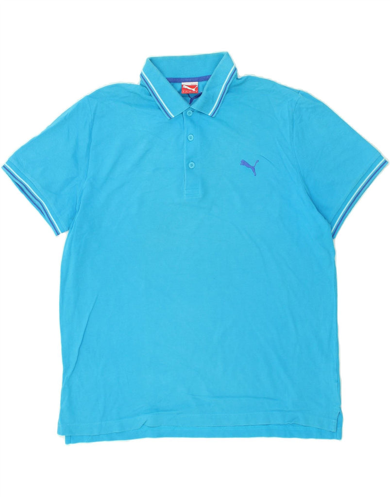 PUMA Mens Polo Shirt XL Blue Cotton | Vintage Puma | Thrift | Second-Hand Puma | Used Clothing | Messina Hembry 