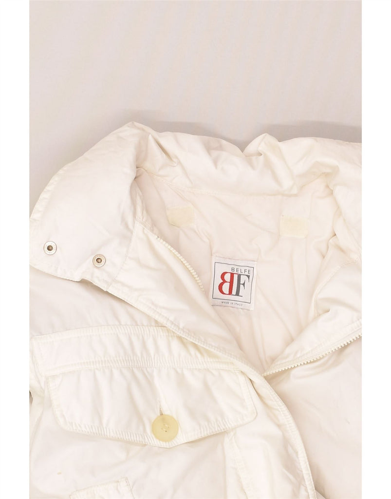 BELFE Womens Oversized Padded Jacket UK 12 Medium White Nylon | Vintage Belfe | Thrift | Second-Hand Belfe | Used Clothing | Messina Hembry 