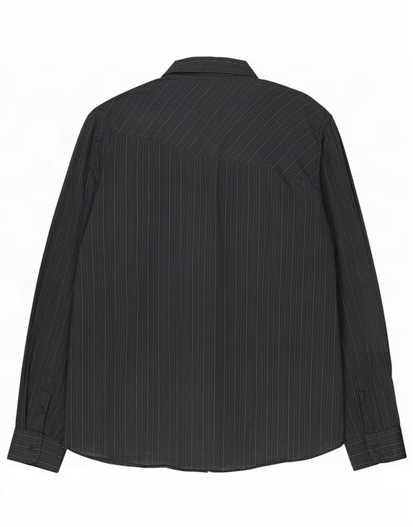 Volcom Mens Shirt XL Black Pinstripe Cotton