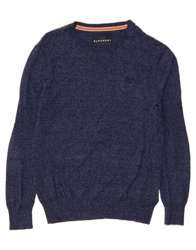 SUPERDRY Mens Boat Neck Jumper Sweater IT 54 XL Navy Blue Flecked Cotton Vintage Superdry and Second-Hand Superdry from Messina Hembry 