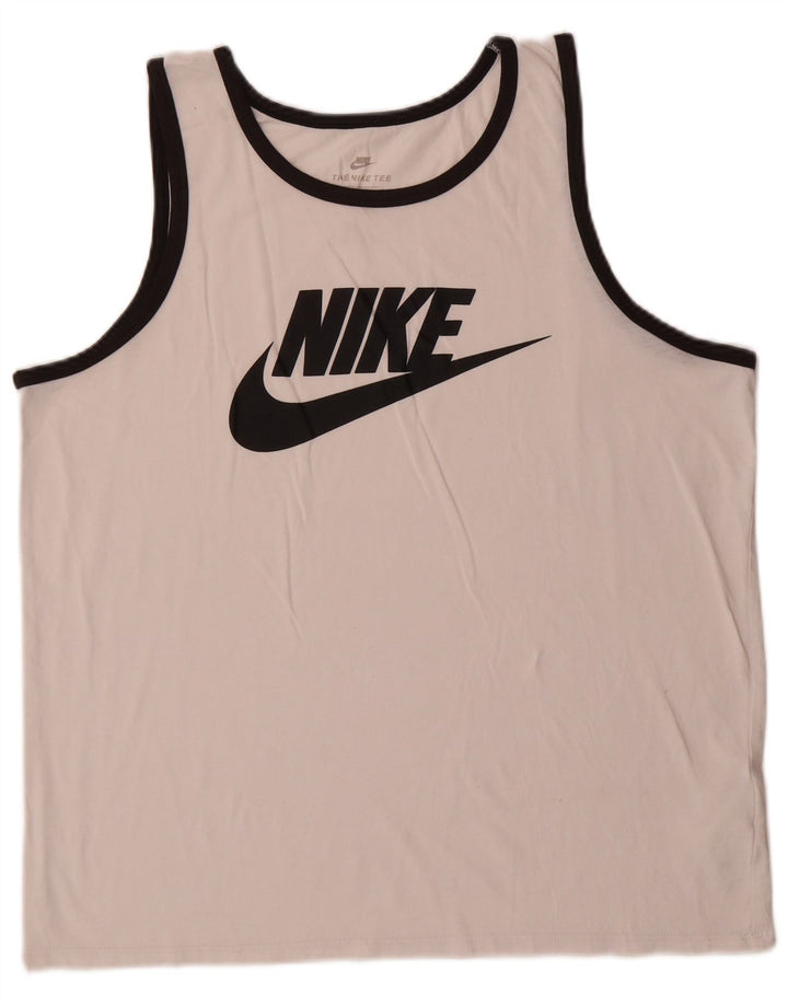 Nike Mens Athletic Cut Graphic Vest Top Large White Polyester