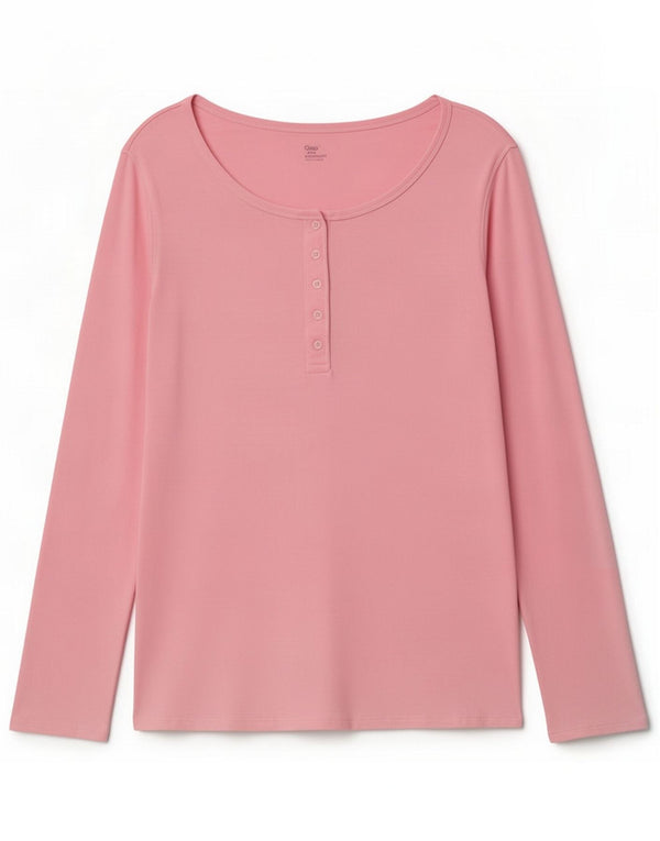 Gap Womens Top Long Sleeve UK 14 Large Pink Cotton