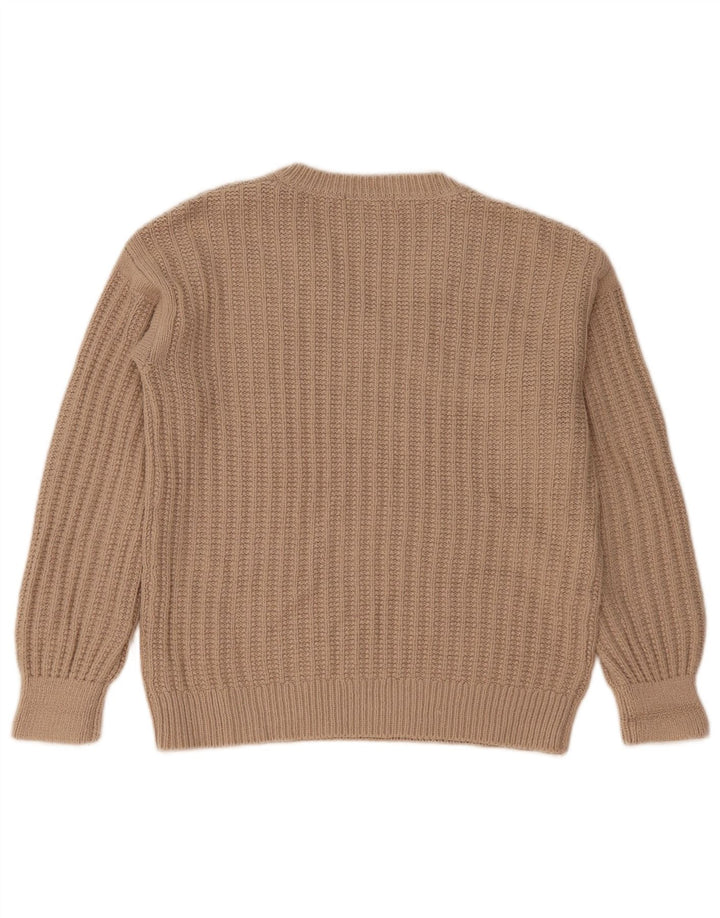Marks & Spencer Womens Oversized V-Neck Jumper Sweater UK 10 Small Beige