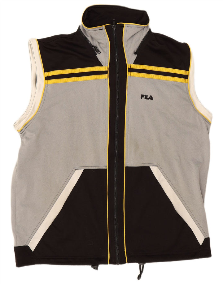 Fila Mens Sleeveless Tracksuit Top Jacket Large Grey Colourblock Polyester