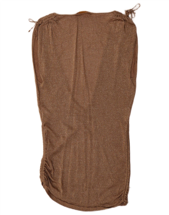 Zara Womens Sleeveless Shift Dress UK 12 Medium Beige Nylon