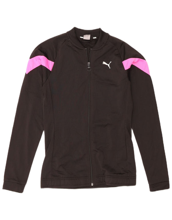 Puma Girls Tracksuit Top Jacket 15-16 Years Black Colourblock Polyester