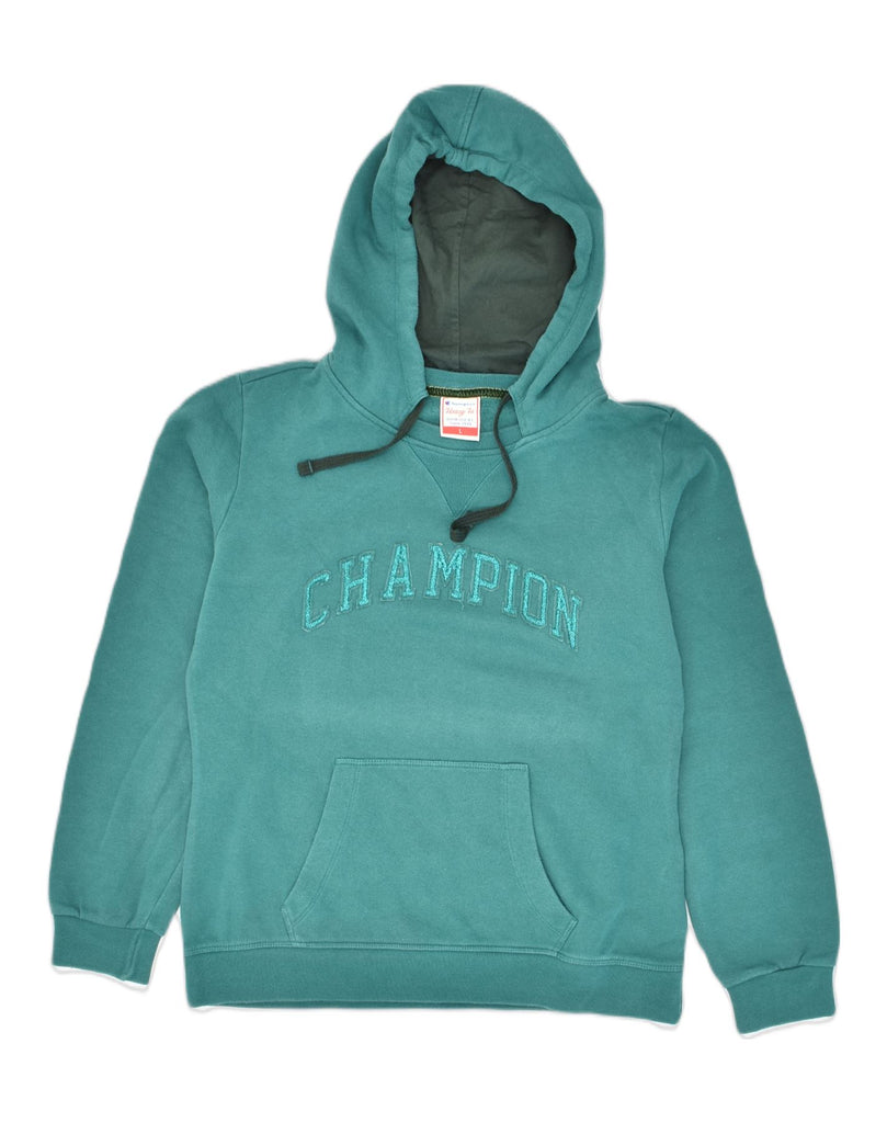 CHAMPION Womens Heritage Fit Graphic Hoodie Jumper UK 14 Large Green | Vintage Champion | Thrift | Second-Hand Champion | Used Clothing | Messina Hembry 