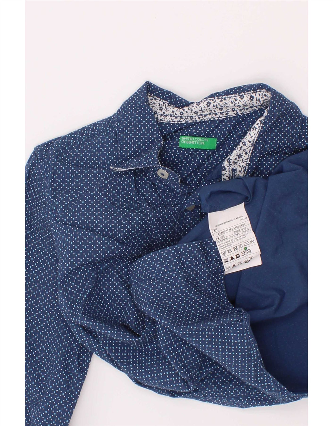 Benetton Boys Shirt 4-5 Years XS Blue Spotted Cotton