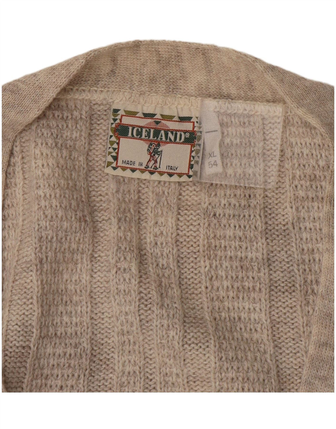 Iceland Mens Cardigan Sweater IT 54 XL Beige Geometric