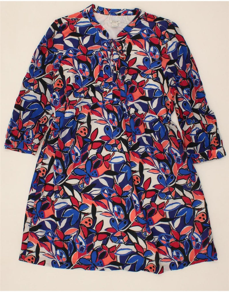 J. CREW Womens 3/4 Sleeve A-Line Dress UK 16 Large Blue Floral Polyester Vintage J. Crew and Second-Hand J. Crew from Messina Hembry 