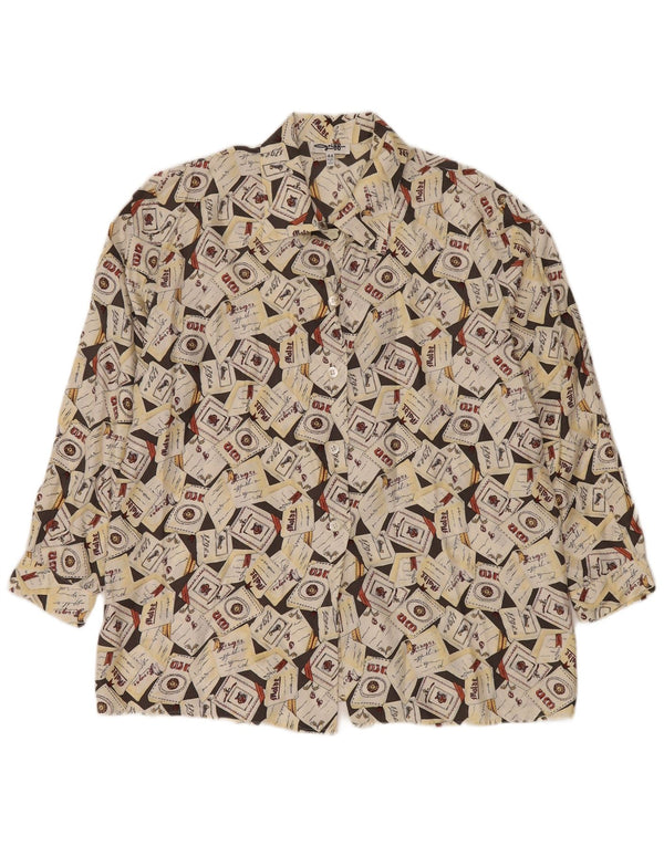 Griffe Womens Oversized Graphic Shirt Blouse IT 44 Medium White Silk