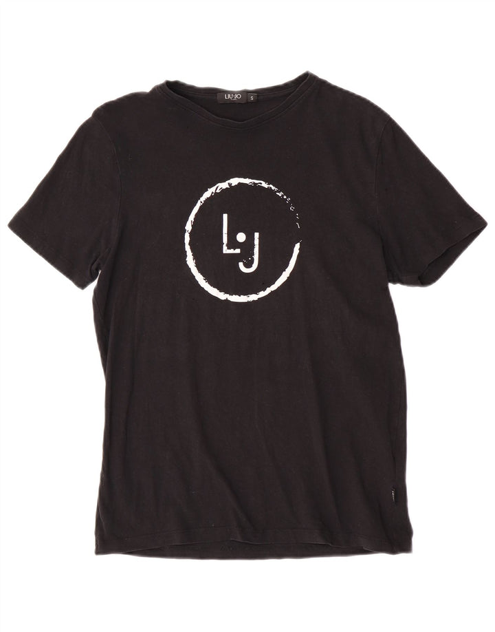 Liu Jo Mens Graphic T-Shirt Top Small Black Cotton