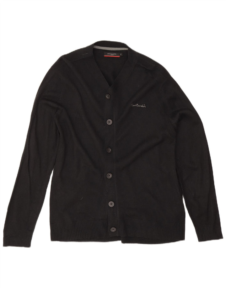 Pierre Cardin Mens Cardigan Sweater Small Black Acrylic