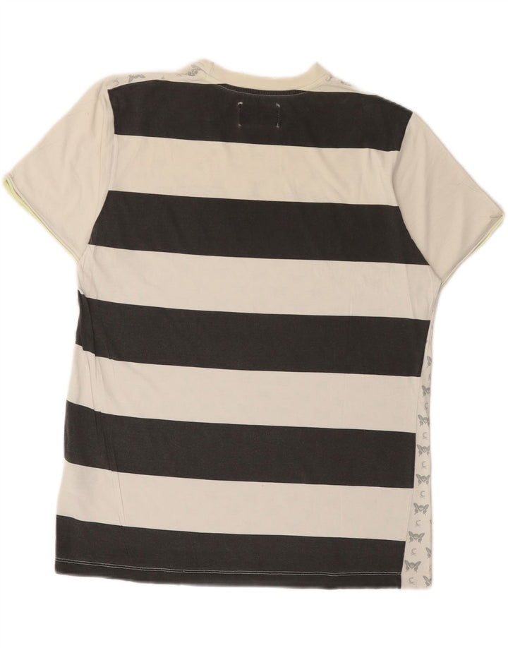 Converse Womens Graphic T-Shirt Top UK 16 Large White Striped Cotton