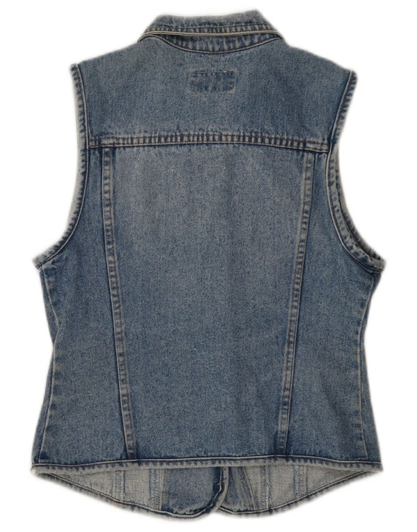 Vintage Womens Denim Waistcoat UK 12 Medium Blue Cotton