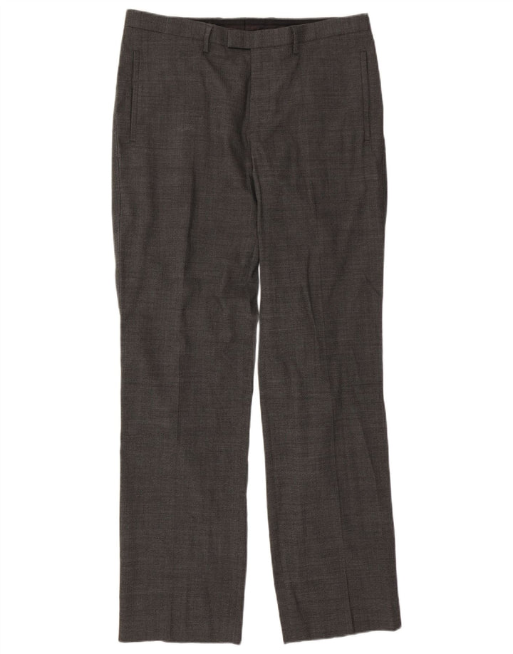 Marks & Spencer Mens Autograph Straight Suit Trousers W34 L33 Grey Wool