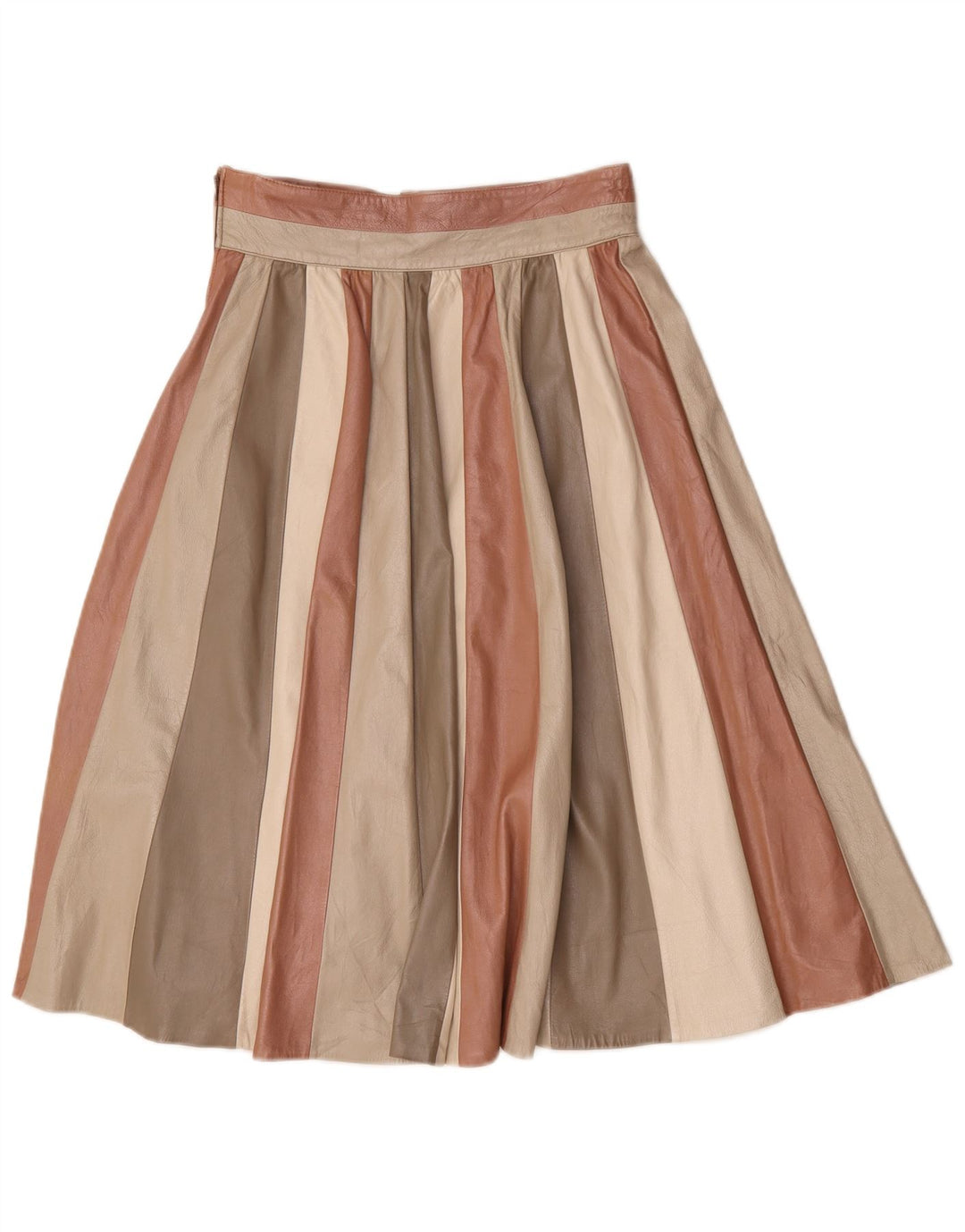 Vintage Womens Pleated Leather Skirt W28 Medium Multicoloured Striped