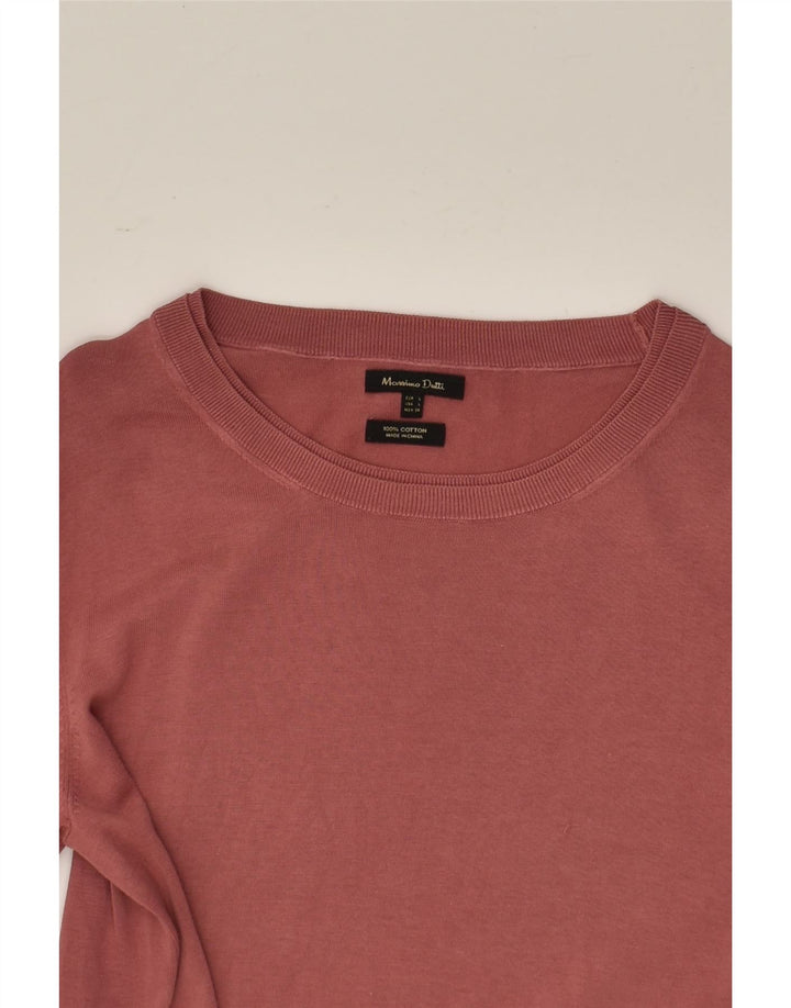 MASSIMO DUTTI Womens Crew Neck Jumper Sweater UK 14 Large Pink Cotton | Vintage Massimo Dutti | Thrift | Second-Hand Massimo Dutti | Used Clothing | Messina Hembry 