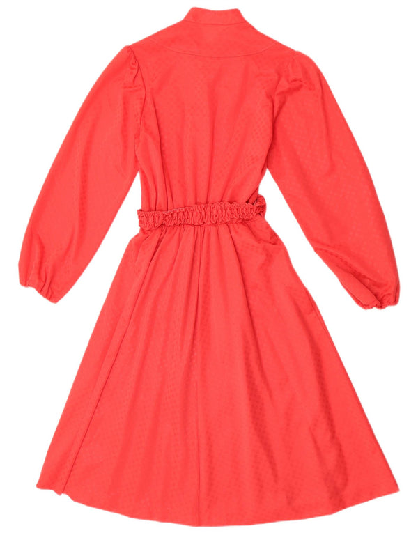 Vintage Womens Long Sleeve A-Line Dress EU 40 Medium Red Geometric Acetate