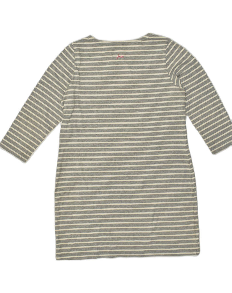 JOULES Womens 3/4 Sleeve Basic Dress UK 18 XL Grey Striped Cotton | Vintage Joules | Thrift | Second-Hand Joules | Used Clothing | Messina Hembry 