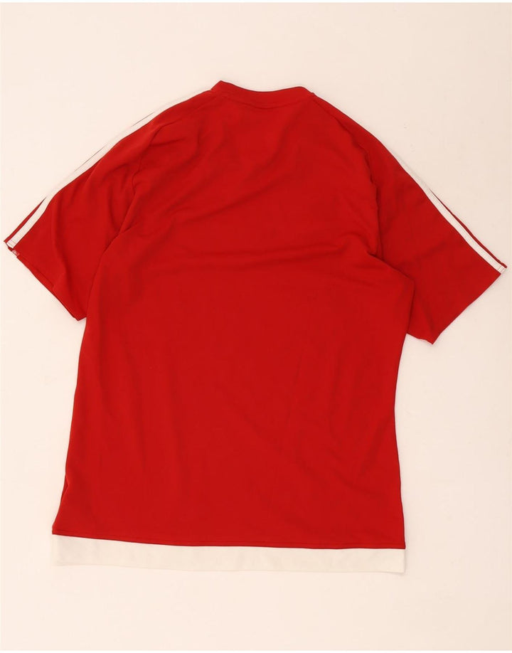 Adidas Mens Climalite T-Shirt Top Medium Red Colourblock Polyester