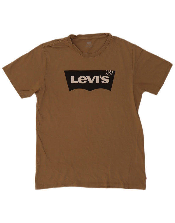 Levi's Mens Graphic T-Shirt Top Medium Beige Cotton