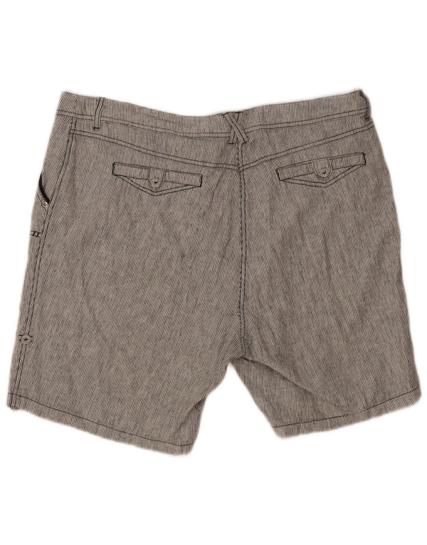 M&Co Womens Petite High Waist Chino Shorts UK 18 XL W38 Grey Pinstripe