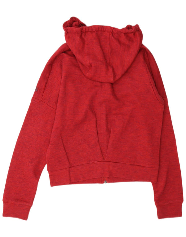 Adidas Womens Zip Hoodie Sweater UK 12 Medium Red Flecked Cotton
