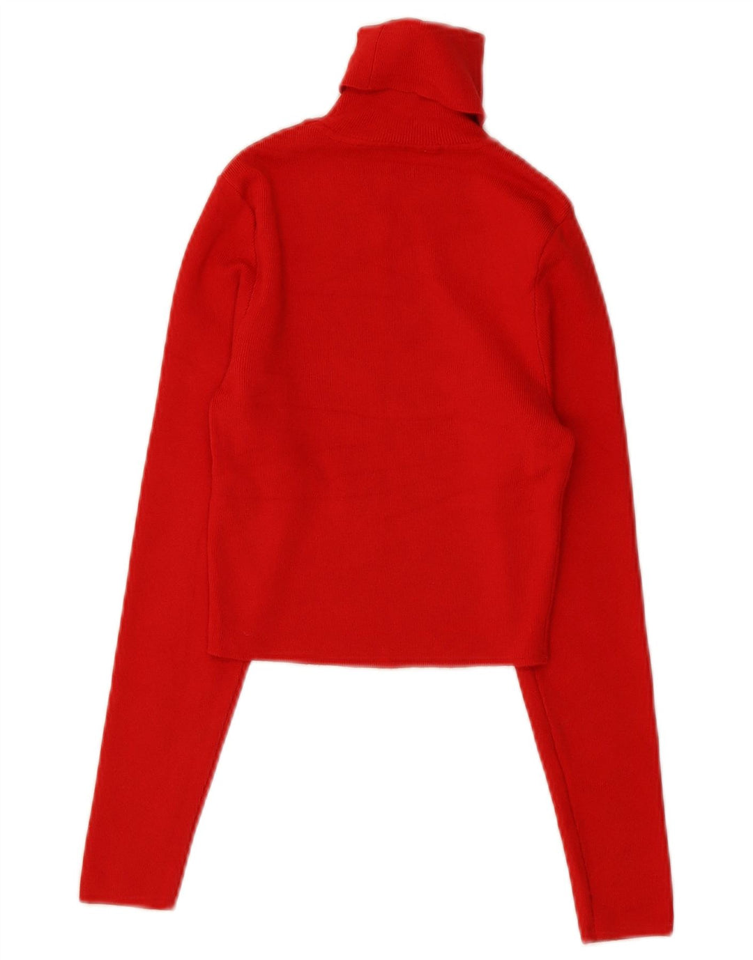 Zara Womens Crop Roll Neck Jumper Sweater UK 12 Medium Red Viscose