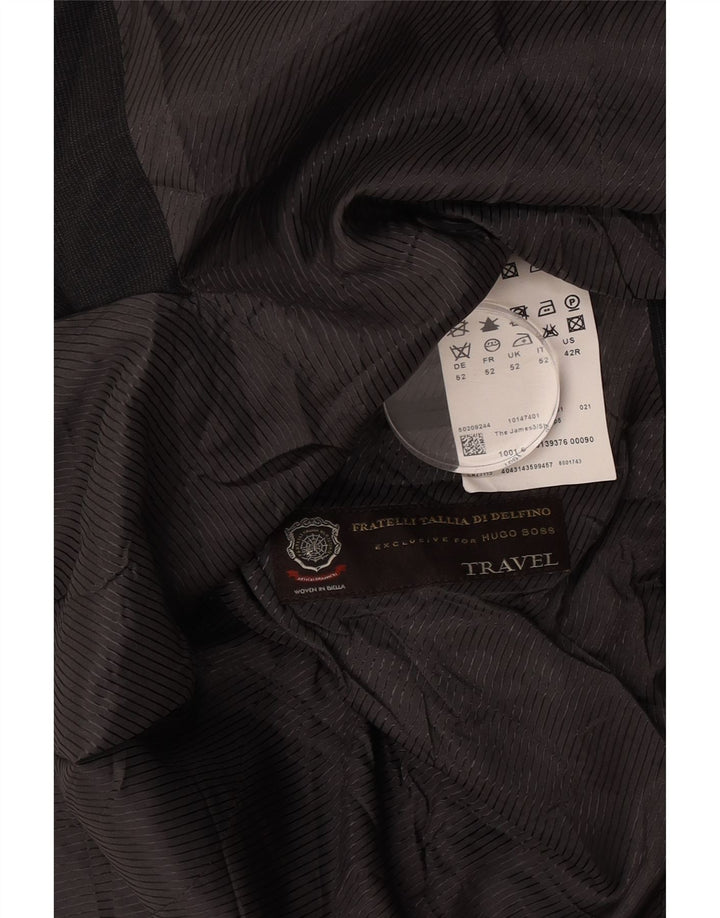 Hugo Boss Mens 2 Button Blazer Jacket IT 52 XL Grey Virgin Wool