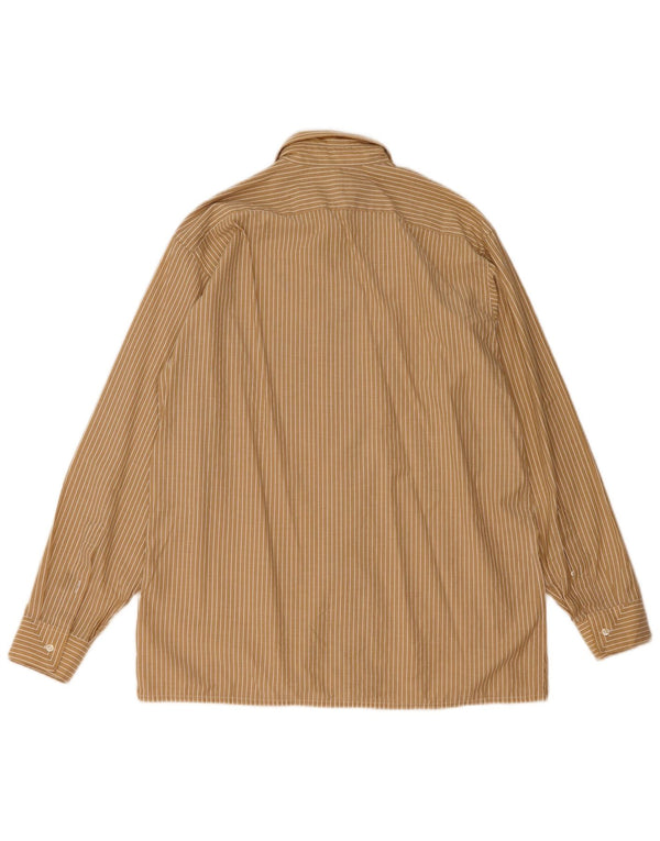 Pierre Cardin Mens Shirt Size 41 Large Beige Pinstripe Cotton