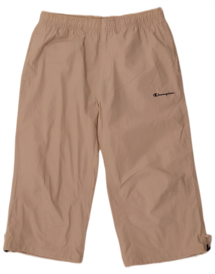 Champion Mens Capri Tracksuit Trousers Small  Beige Cotton