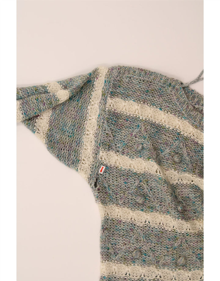 YESSICA Womens Boat Neck Jumper Sweater EU 40/42  Medium Grey Striped Vintage Yessica and Second-Hand Yessica from Messina Hembry 