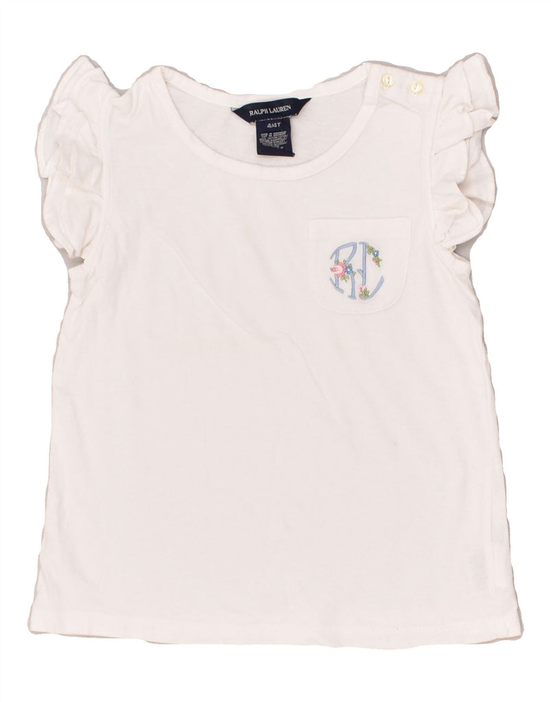 RALPH LAUREN Girls T-Shirt Top 3-4 Years White Cotton | Vintage Ralph Lauren | Thrift | Second-Hand Ralph Lauren | Used Clothing | Messina Hembry 