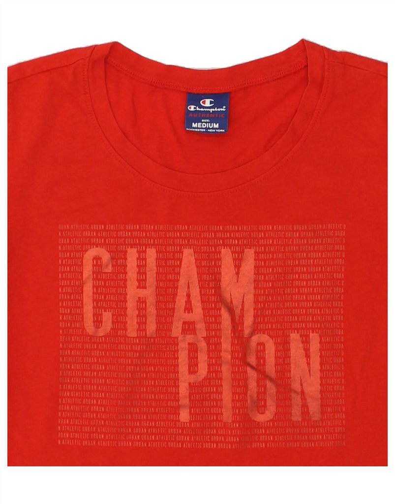CHAMPION Womens Graphic T-Shirt Top UK 12 Medium Red | Vintage Champion | Thrift | Second-Hand Champion | Used Clothing | Messina Hembry 